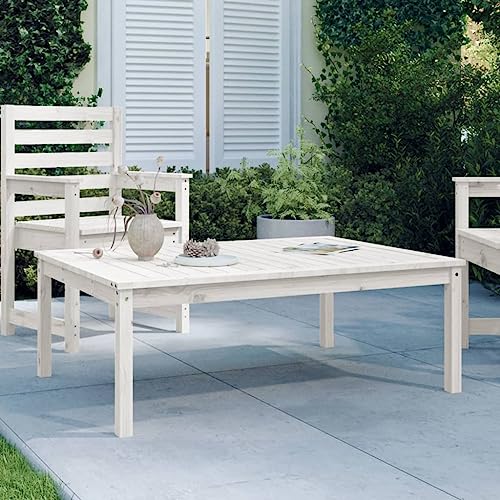 prissent 121x82,5x45 cm Gartentisch Kieferholz Weiß Esstisch Outdoor-Tisch Beistelltisch Gartentisch Holz Loungetisch Outdoor Ideal für Garten Balkon Oder Terrasse Klassisches Design von prissent