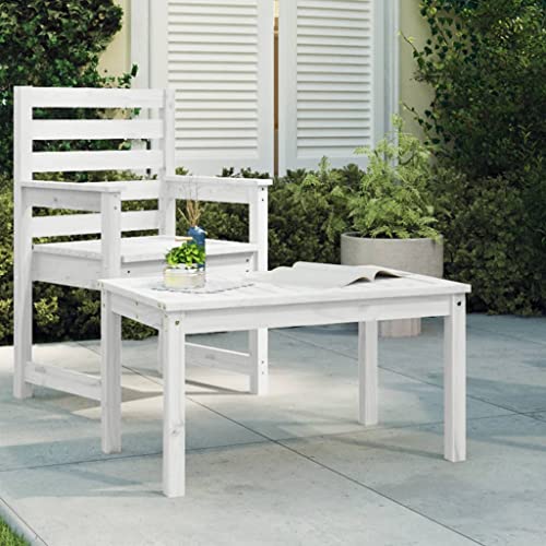 prissent 82,5x50,5x45 cm Gartentisch Kieferholz Weiß Esstisch Outdoor-Tisch Beistelltisch Gartentisch Holz Loungetisch Outdoor Ideal für Garten Balkon Oder Terrasse Klassisches Design von prissent