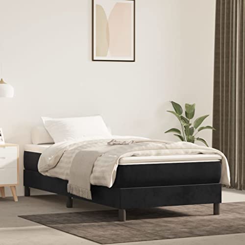 prissent Boxspringbett 100x200 cm Samt Bettrahmen Bett Boxspring Mit Lattenrost Betten Bettgestell Bed Frames Betten Boxspring Hohes Bett GäStebett Vintage Bett Schwarz von prissent