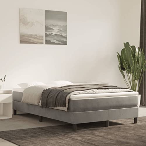 prissent Boxspringbett 120x200 cm Samt Bettrahmen Bett Boxspring Mit Lattenrost Betten Bettgestell Bed Frames Betten Boxspring Hohes Bett GäStebett Vintage Bett Hellgrau von prissent
