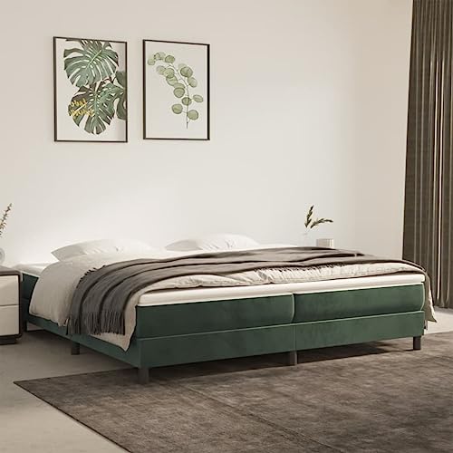 prissent Boxspringbett 200x200 cm Samt Bettrahmen Bett Boxspring Mit Lattenrost Betten Bettgestell Bed Frames Betten Boxspring Hohes Bett GäStebett Vintage Bett Dunkelgrün von prissent