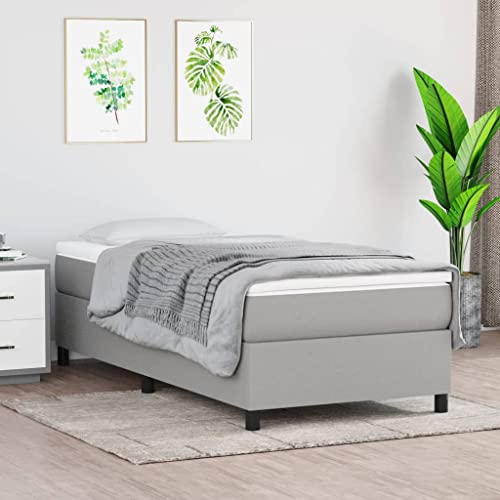 prissent Boxspringbett 90x190 cm Bettrahmen Bett Polsterbett mit Stützbeinen Samt Betten Bett Bettgestell Bed Frames Hohes Bett Beds for Bedrooms Einzelbett Doppelbett Schlafzimmerbett Hellgrau von prissent