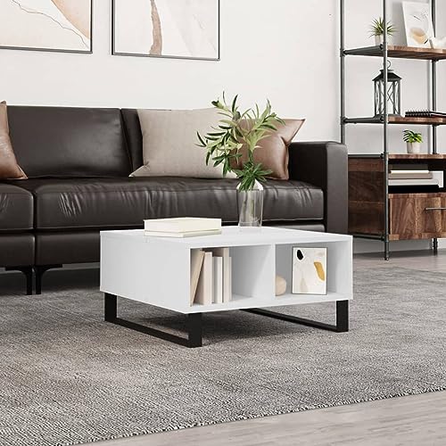 prissent Couchtisch 60x60x30cm Weiß Beistelltisch,Eisen Coffee Table Tisch Wohnzimmer Side Table Pflanztisch Telefontisch Wohnlandschaft Sofatisch Laptop Tisch Nachtkästchen von prissent