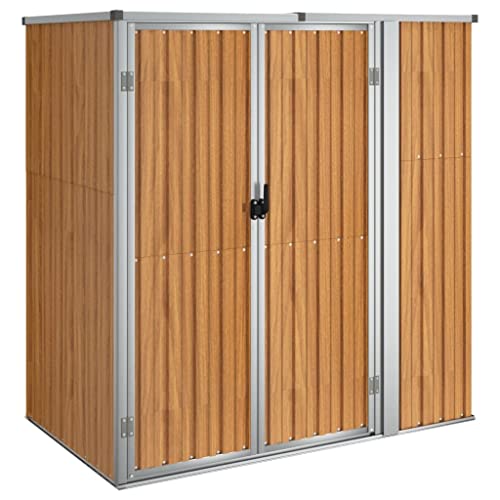 prissent Fahrradunterstand 161x89x161 cm Gartenhaus Metall Geräteschuppen Gerätehäuser Zur Aufbewahrung von Rasenmähern, Fahrradunterstand Storage Shed, Fahrrädern usw Braun von prissent