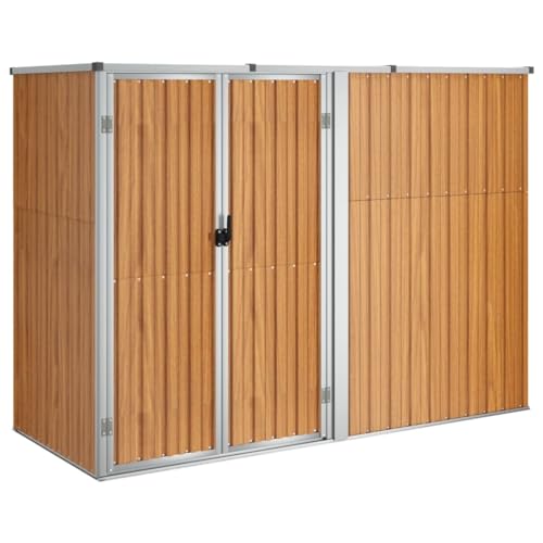 prissent Fahrradunterstand 225x89x161 cm Gartenhaus Metall Geräteschuppen Gerätehäuser Zur Aufbewahrung von Rasenmähern, Klappleitern, Fahrrädern usw Braun von prissent