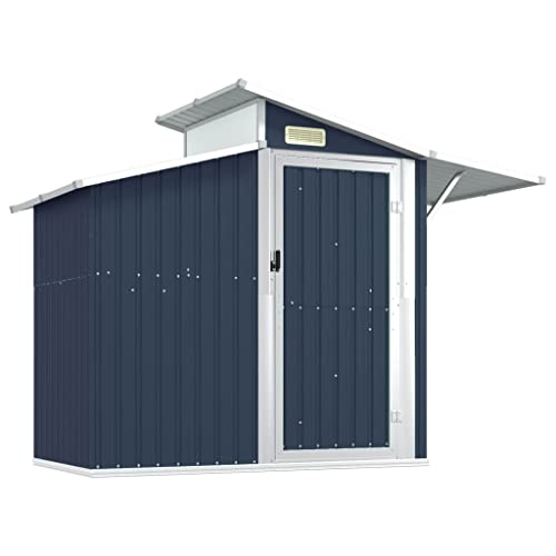 prissent Fahrradunterstand 270x130x208,5 cm Gartenhaus Metall Geräteschuppen Gerätehäuser Zur Aufbewahrung von Rasenmähern, Klappleitern, Fahrrädern usw Anthrazit von prissent