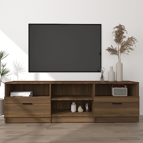 prissent Fernsehschrank Lagerschrank Multifunktionale Möbel für Wohnzimmer Schlafzimmer oder Büro Stilvollen Design Braun Eichen-Optik 150x33,5x45 cm von prissent