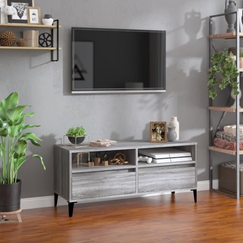 prissent Fernsehschrank Lagerschrank Multifunktionale Möbel für Wohnzimmer Schlafzimmer oder Büro Stilvollen Design Grau Sonoma 100x34,5x44,5 cm von prissent