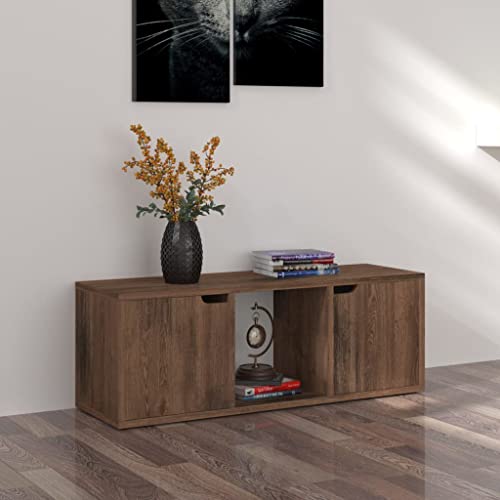 prissent Fernsehschrank Lagerschrank Multifunktionale Möbel für Wohnzimmer Schlafzimmer oder Büro Stilvollen Design Räuchereiche 88,5x27,5x30,5 cm von prissent