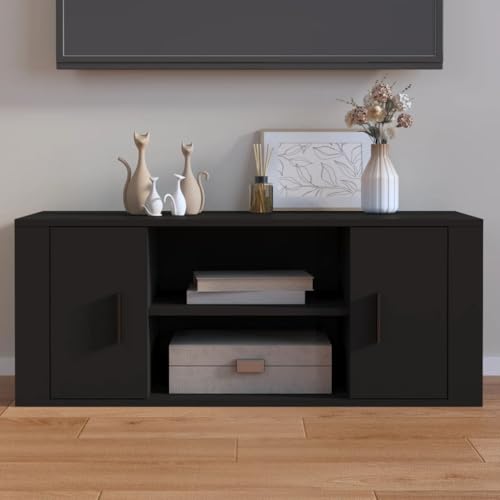prissent Fernsehschrank Lagerschrank Multifunktionale Möbel für Wohnzimmer Schlafzimmer oder Büro Stilvollen Design Schwarz 100x35x40 cm von prissent