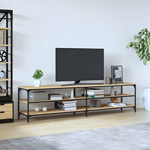 prissent Fernsehschrank Lagerschrank Multifunktionale Möbel für Wohnzimmer Schlafzimmer oder Büro Stilvollen Design Sonoma-Eiche 200x30x50 cm von prissent
