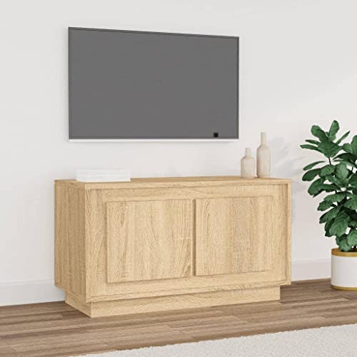 prissent Fernsehschrank Multifunktionale Möbel Lagerschrank für Wohnzimmer Schlafzimmer oder Büro Stilvollen Design Sonoma-Eiche 80x35x45 cm von prissent