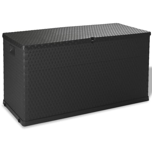 prissent Garten-Anthrazit 120x56x63 cm PP Rattan Gartenbox Deckboxenen Wetterfest Storage Boxes Garten Gartenbox Wasserdicht Gartenbox Wetterfest von prissent