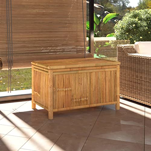 prissent Gartentruhe 90x52x55 cm Bambus Storage Boxes Sitztruhe mit Stauraum Deckboxen mit Stauraum Garten Gartentruhe Sitzbank Outdoor Gartenmöbel Bambus Gartenbox von prissent