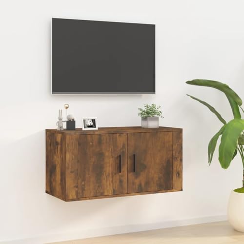 prissent TV-Wandschrank Lagerschrank Multifunktionale Möbel für Wohnzimmer Schlafzimmer oder Büro Stilvollen Design Räuchereiche 80x34,5x40 cm von prissent