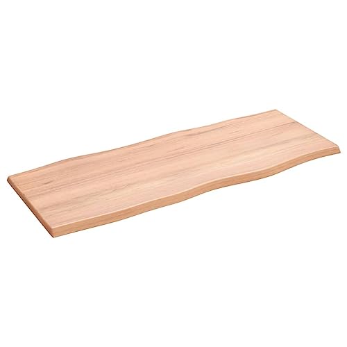 prissent Tischplatte 100x40x2 cm Massivholz Eiche Behandelt Baumkante Holztischplatte Ersatztischplatte Vielseitige Tischplatte für Esstische Couchtisch Beistelltische Bürotisch Einfache Reinigung von prissent