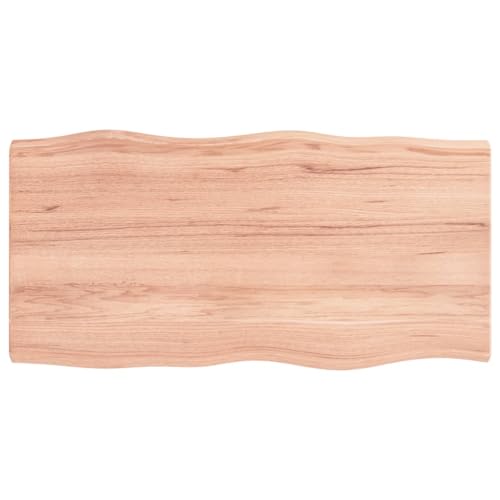 prissent Tischplatte 100x50x4 cm Massivholz Eiche Behandelt Baumkante Holztischplatte Ersatztischplatte Vielseitige Tischplatte für Esstische Couchtisch Beistelltische Bürotisch Einfache Reinigung von prissent