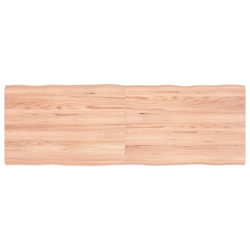prissent Tischplatte 120x40x4 cm Massivholz Eiche Behandelt Baumkante Holztischplatte Ersatztischplatte Vielseitige Tischplatte für Esstische Couchtisch Beistelltische Bürotisch Einfache Reinigung von prissent