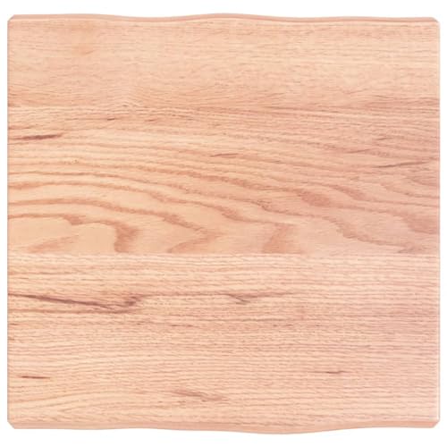 prissent Tischplatte 40x40x4 cm Massivholz Eiche Behandelt Baumkante Holztischplatte Ersatztischplatte Vielseitige Tischplatte für Esstische Couchtisch Beistelltische Bürotisch Einfache Reinigung von prissent