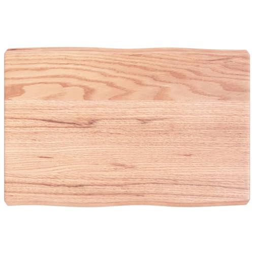 prissent Tischplatte 60x40x6 cm Massivholz Eiche Behandelt Baumkante Holztischplatte Ersatztischplatte Vielseitige Tischplatte für Esstische Couchtisch Beistelltische Bürotisch Einfache Reinigung von prissent