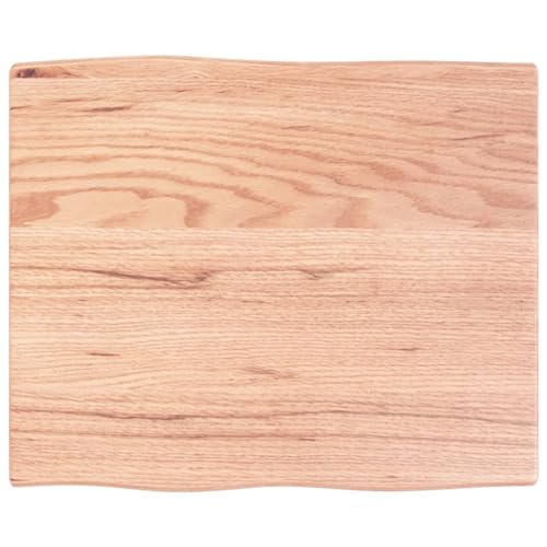 prissent Tischplatte 60x50x2 cm Massivholz Eiche Behandelt Baumkante Holztischplatte Ersatztischplatte Vielseitige Tischplatte für Esstische Couchtisch Beistelltische Bürotisch Einfache Reinigung von prissent
