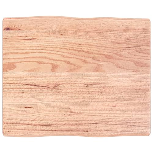 prissent Tischplatte 60x50x4 cm Massivholz Eiche Behandelt Baumkante Holztischplatte Ersatztischplatte Vielseitige Tischplatte für Esstische Couchtisch Beistelltische Bürotisch Einfache Reinigung von prissent