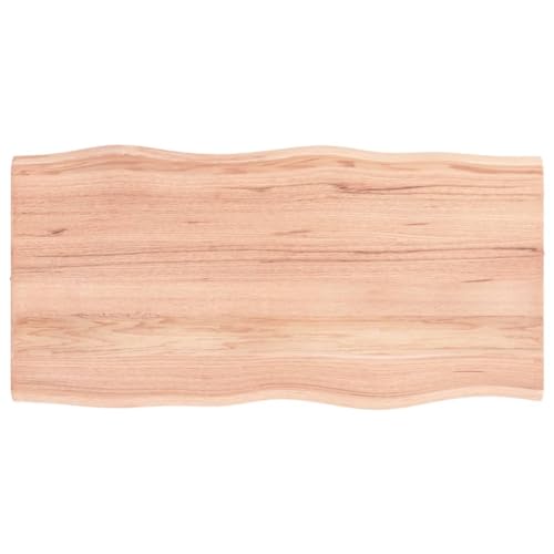 prissent Tischplatte 80x40x2 cm Massivholz Eiche Behandelt Baumkante Holztischplatte Ersatztischplatte Vielseitige Tischplatte für Esstische Couchtisch Beistelltische Bürotisch Einfache Reinigung von prissent