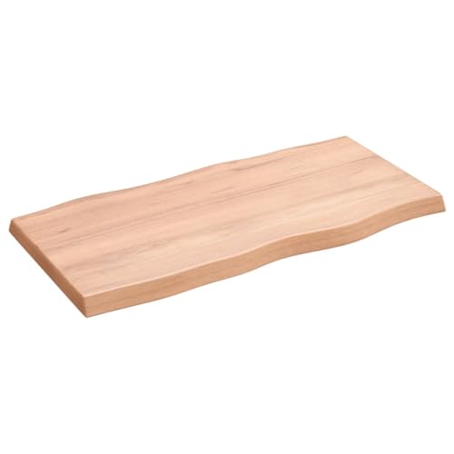 prissent Tischplatte 80x40x4 cm Massivholz Eiche Behandelt Baumkante Holztischplatte Ersatztischplatte Vielseitige Tischplatte für Esstische Couchtisch Beistelltische Bürotisch Einfache Reinigung von prissent