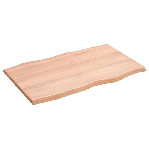 prissent Tischplatte 80x50x2 cm Massivholz Eiche Behandelt Baumkante Holztischplatte Ersatztischplatte Vielseitige Tischplatte für Esstische Couchtisch Beistelltische Bürotisch Einfache Reinigung von prissent