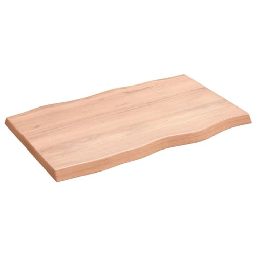prissent Tischplatte 80x50x4 cm Massivholz Eiche Behandelt Baumkante Holztischplatte Ersatztischplatte Vielseitige Tischplatte für Esstische Couchtisch Beistelltische Bürotisch Einfache Reinigung von prissent