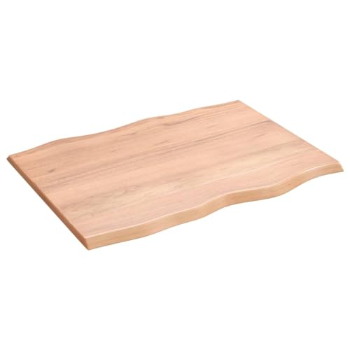 prissent Tischplatte 80x60x2 cm Massivholz Eiche Behandelt Baumkante Holztischplatte Ersatztischplatte Vielseitige Tischplatte für Esstische Couchtisch Beistelltische Bürotisch Einfache Reinigung von prissent