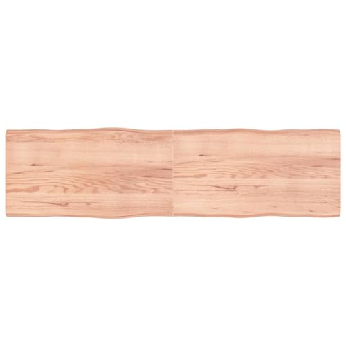 prissent Tischplatte Hellbraun 220x60x6cm Eichenholz Behandelt Baumkante Holztischplatte Ersatztischplatte Vielseitige Tischplatte für Esstische Couchtisch Beistelltische Bürotisch von prissent