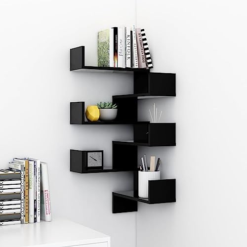 prissent Wandregal 40x40x50 cm 2 er Set Mini Regal, Bücherregal, Schweberegal, Hängeregal, Regalsysteme für Küche, Wohnzimmer, Arbeitszimmer, Pflanzen, CDs, Deko, Souvenirs Schwarz von prissent