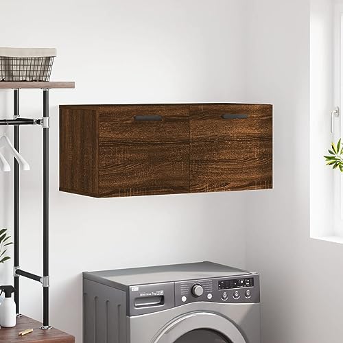 prissent Wandschrank Braun Eichen-Optik 80x36,5x35 cm Holzwerkstoff Badezimmerschrank Hängeschrank Vielseitiger Schrank Medizinschrank Wohnzimmer Präsentation-Funktion Dein Zimmer zu Bereichern von prissent