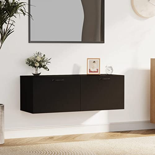 prissent Wandschrank Schwarz 100x36,5x35 cm Holzwerkstoff Schwarzer Griff Hängeschrank Wandmontage Platzsparend Elegantes Design Badmöbel Badezimmer Feuchtigkeitsbeständigkeit Auszeichnet von prissent