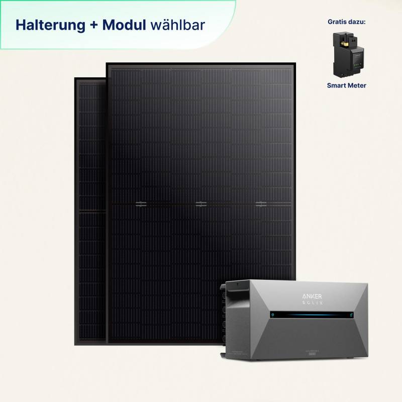 Erweiterungsset 8: 2 Solarmodule + Solarbank 2 Pro mit integriertem Wechselrichter (800 W) von priwatt