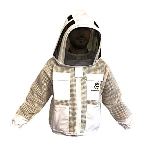 FVJ Unisex Bienenschutz, 3 Schichten, ultra-belüftet, Sicherheit, Schutz, Imkerjacke, Fechtschleier, Weiß, Größe XL von HDmirrorR