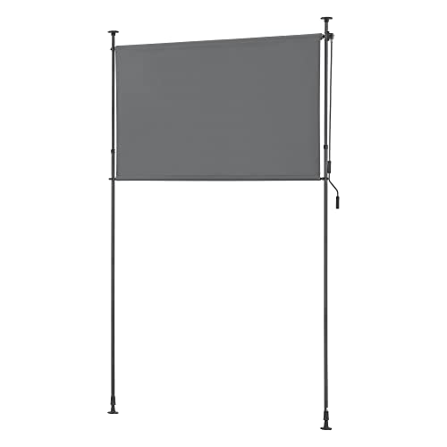 pro.tec Außenrollo Cimarra 200 x 270 cm Balkonrollo Senkrechtmarkise mit Handkurbel Sichtschutz witterungsbeständig Stahlgestell Dunkelgrau von pro.tec