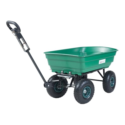 pro.tec Bollerwagen Corfinio Transportwagen mit Kippfunktion 111 x 51 cm Handwagen Luftreifen max. 250 kg Gartentrolley Gartenwagen Grün/Schwarz von pro.tec