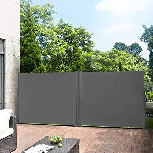 pro.tec Doppelte Seitenmarkise 2 x 300 x 180 cm Sandfarben Beige Sichtschutz Markise Sonnen- & Windschutz von pro.tec