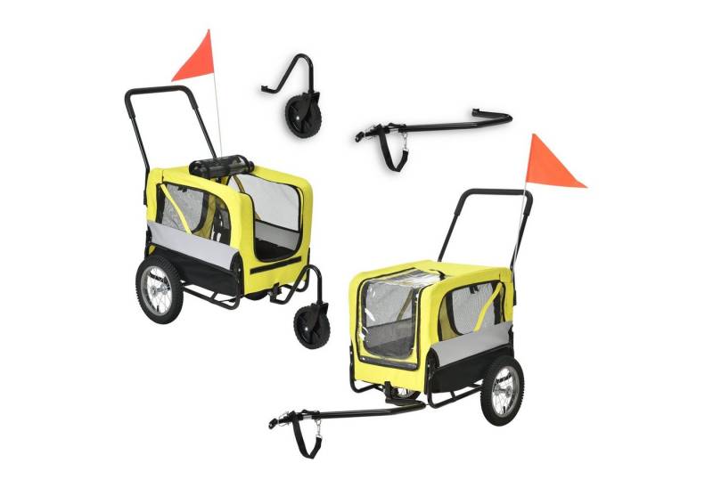pro.tec Fahrradhundeanhänger, 2 in 1 Transportanhänger Lastenanhänger Jogger 143x67x96 cm Gelb pro.tec Fahrradhundeanhänger, 2 in 1 Transportanhänger Lastenanhänger Jogger 143x67x96 cm Gelb von pro.tec