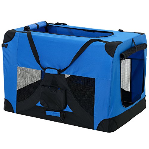 pro.tec Faltbare Hundetransportbox Gr. M 42 x 42 x 60cm Transportbox Katzenbox Hundebox Königsblau Pflegeleicht von pro.tec