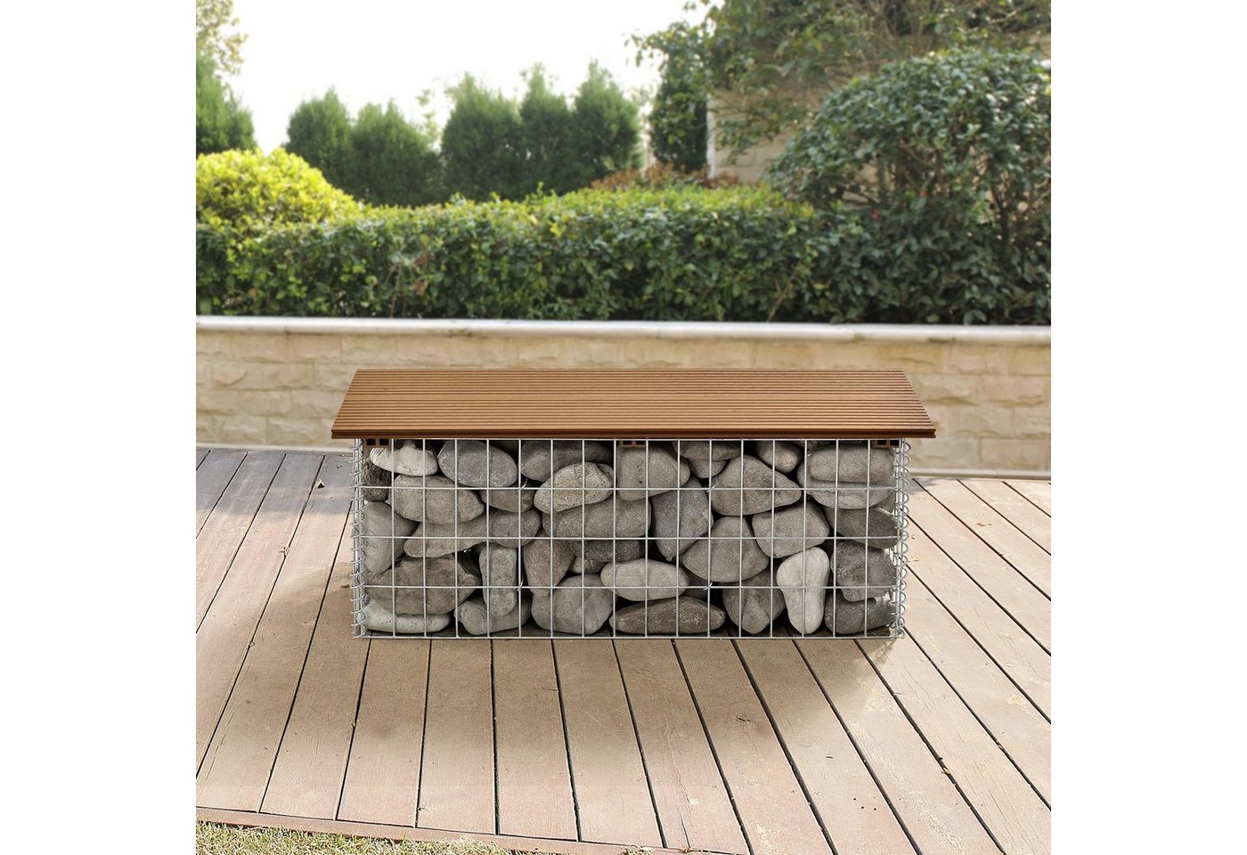 pro.tec Gartenbank, »Friesland« WPC Gabionenbank 100 x 45 x 30 cm Braun von pro.tec