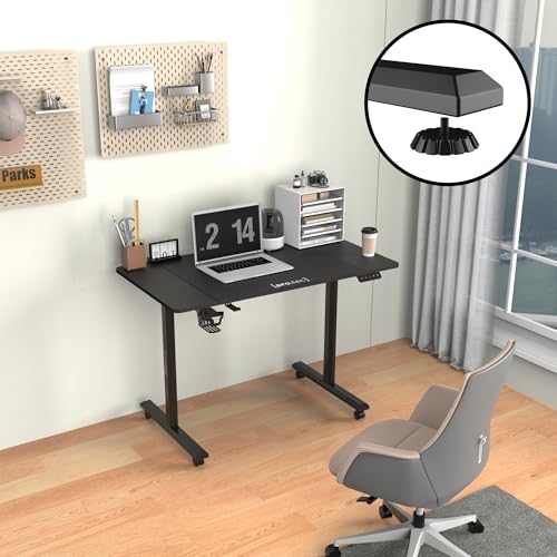 pro.tec Höhenverstellbarer Schreibtisch Pomona 110 x 60 cm elektrisch Computertisch mit Rollen Stehtisch Arbeitstisch mit Höhe von 72-117 cm Memory-Funktion Schwarz von pro.tec