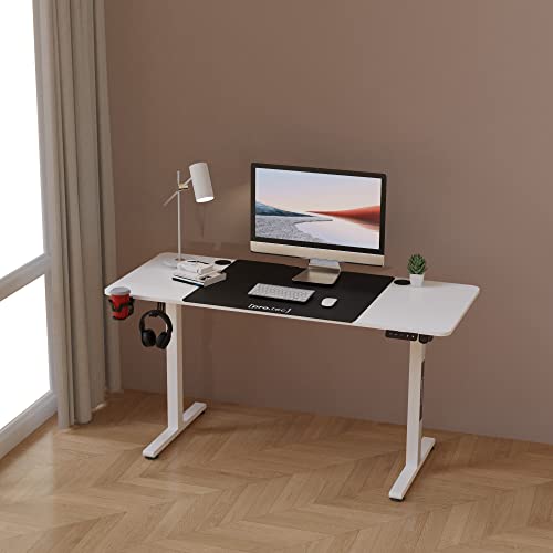pro.tec Höhenverstellbarer Schreibtisch Stryn 120 x 60 cm elektrischer Schreibtisch Stehtisch Gaming Tisch Memory-Funktion mit 2 Höhen weiß von pro.tec