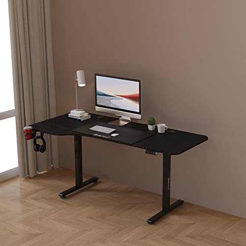 pro.tec Höhenverstellbarer Schreibtisch Virolahti 160 x 75 cm elektrischer Schreibtisch Stehtisch Gaming Tisch Memory-Funktion mit 2 Höhen schwarz von pro.tec