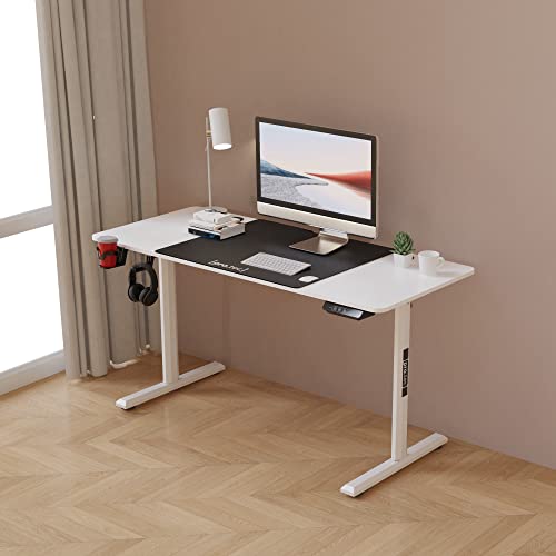 pro.tec Höhenverstellbarer Tisch Hayward Schreibtisch elektrisch Gamingtisch Computertisch Height Adjustable Desk Weiß 140 x 60 cm von pro.tec