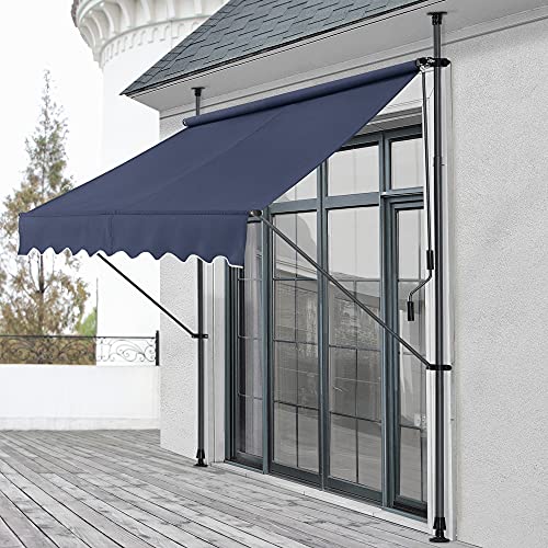 Klemmmarkise 350 x 120 x 200-300cm Markise Balkonmarkise Sonnenschutz ohne Bohren Dunkelblau von pro.tec