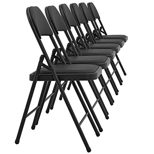 pro.tec Konferenzstuhl 6er Set Bürostuhl Schwarz ergonomisch Schreibtischstuhl mit Kunstlederbezug Klappstuhl Besucherstuhl Metall 80 x 46 x 50 cm von pro.tec