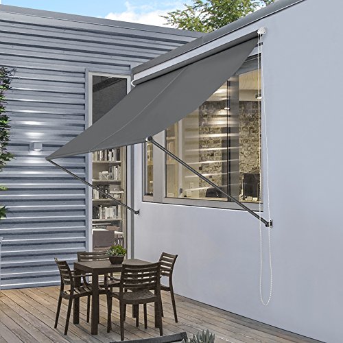 pro.tec Markise 'Malaga' 200 x 120 cm Grau Witterungsbeständig Sonnenschutz Beschattung Terrasse Garten von pro.tec